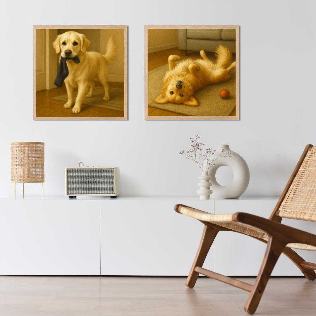 Golden Retriever Digital Download – Printable Wall Art (Instant Download, Golden Heart)
